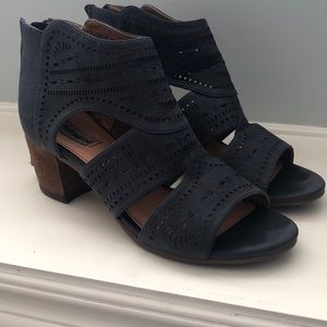 Navy Blue Suede Sandals